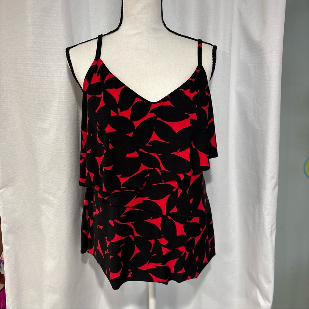 MagicSuit Tankini Top Size 14 Red Black